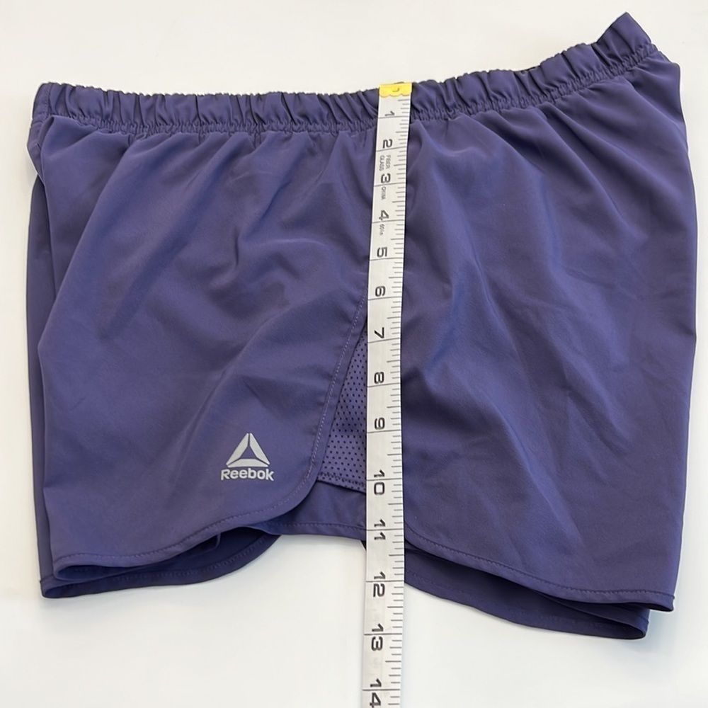 2 pair Reebok speedwick running shorts 1 black 1 purple w/ built in panty size L - Picture 14 of 16